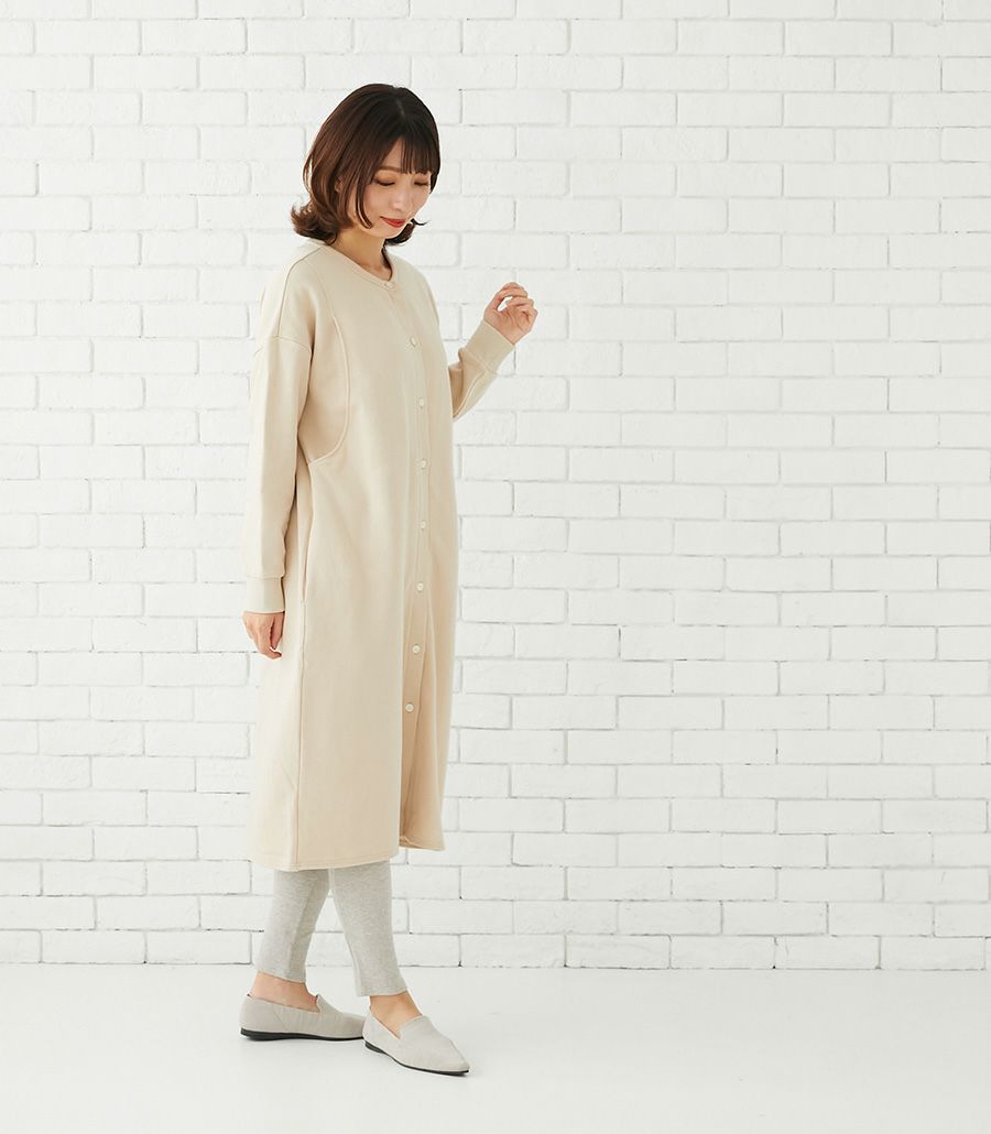 【試着OK】コットン裏毛パジャマワンピース　授乳服 マタニティ服 日本製【授乳服・マタニティウェア・授乳ブラ】