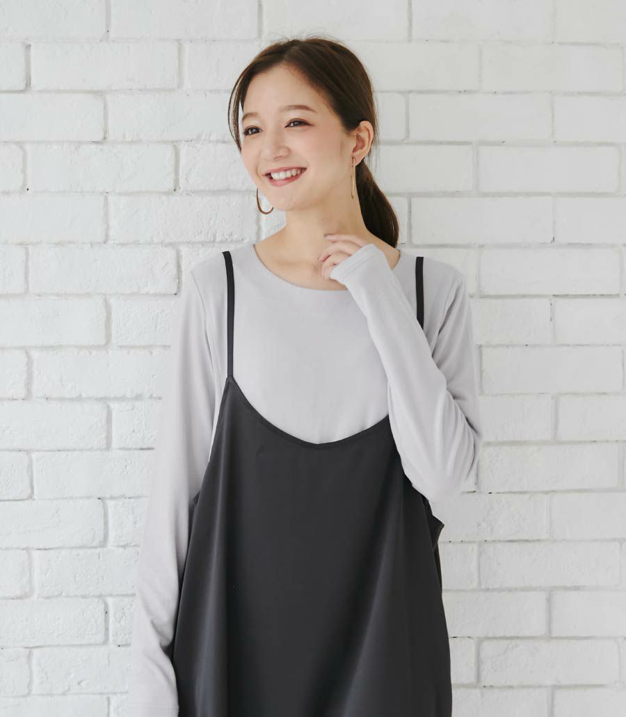 【試着OK】クルーネックウォームロンT  授乳服 日本製【授乳服・マタニティウェア・授乳ブラ】