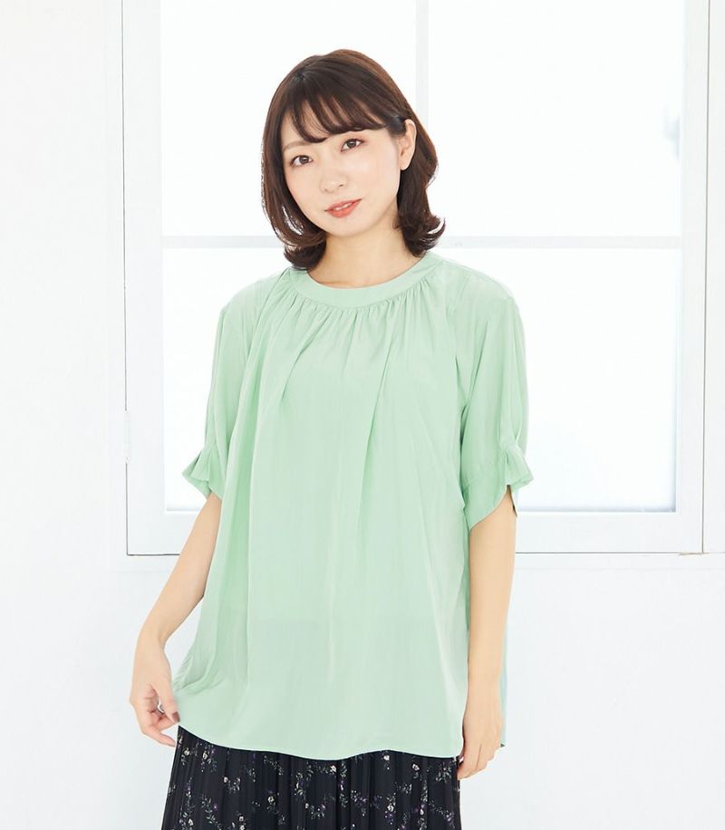 【25％OFF】 期間限定セール30%OFF】ギャザーネックブラウス 授乳服 マタニティ