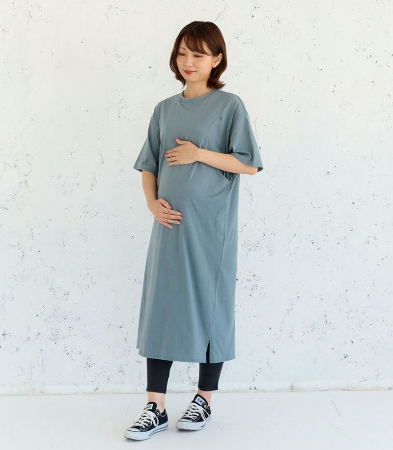 【試着対象】シンプルワンピース 授乳服 マタニティ服 日本製 | 授乳 