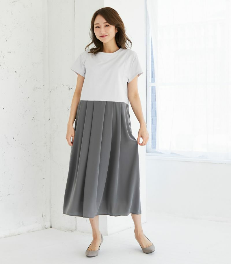 半袖ドッキングワンピース 授乳服 マタニティ服 日本製 | 授乳服