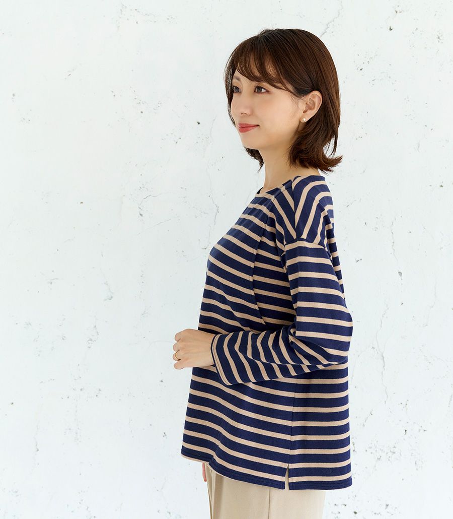 コットンボーダー 授乳服 日本製