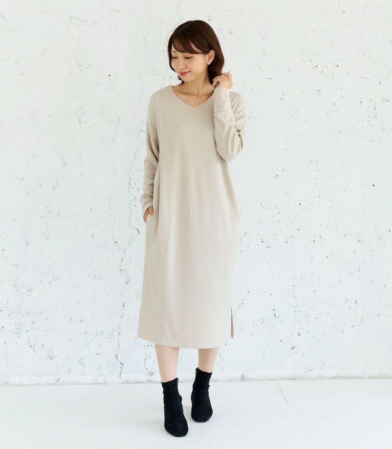 試着対象】Vネックニットソーワンピース 授乳服 マタニティ服 日本製