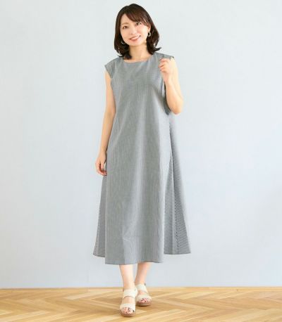 【試着対象】【新色】ギンガムAラインワンピース 授乳服 マタニティ服 日本製