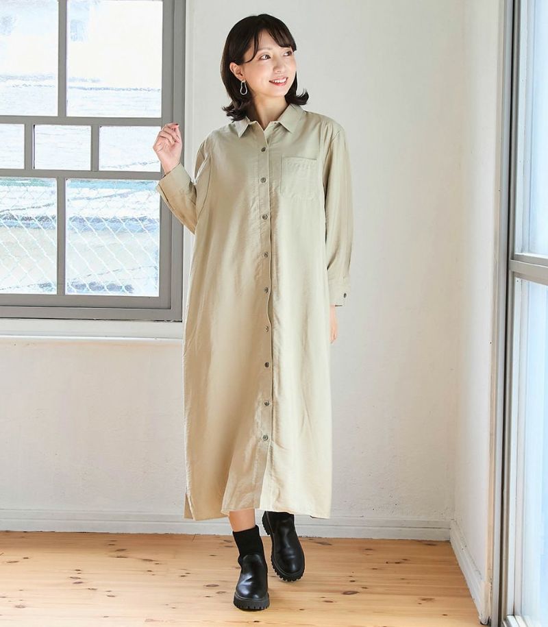 【試着対象】【新色】シャツワンピース 授乳服 マタニティ服 日本製