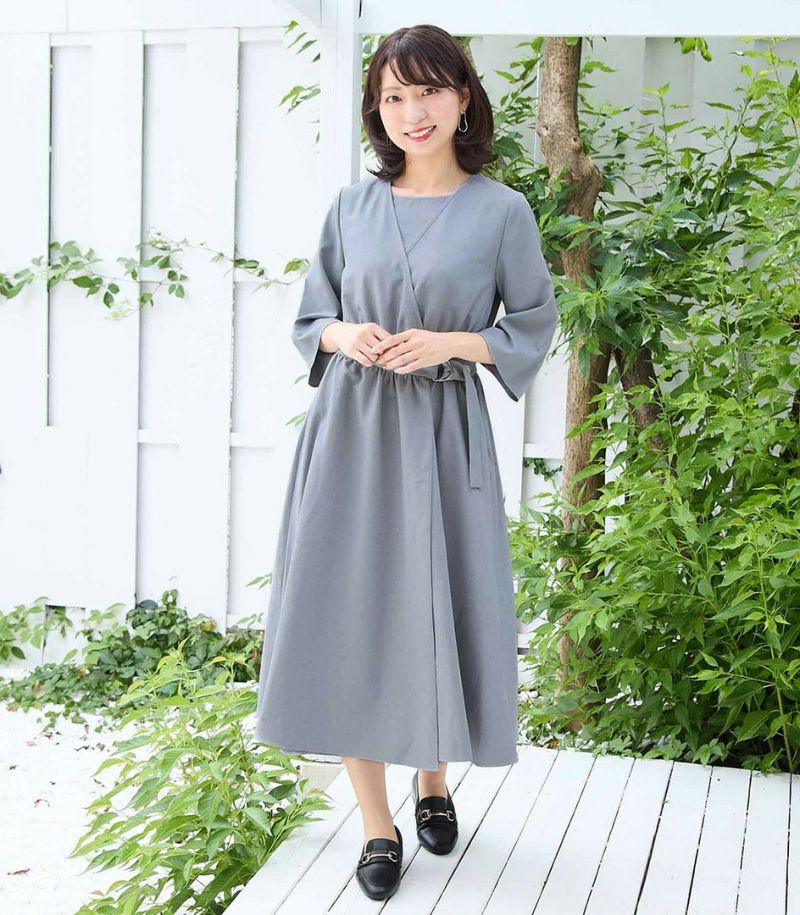 試着対象】ベルト付きカシュクールワンピース 授乳服 日本製