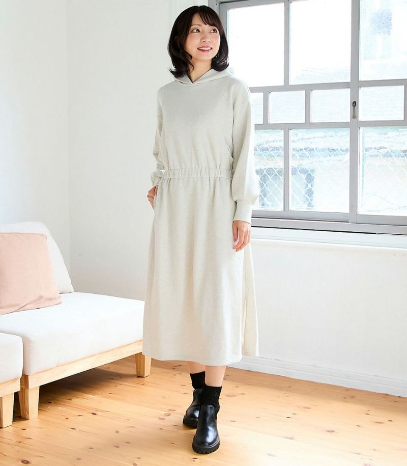 激安本物 試着対象】ウエストギャザーパーカーワンピース 授乳服 日本製 マタニティ